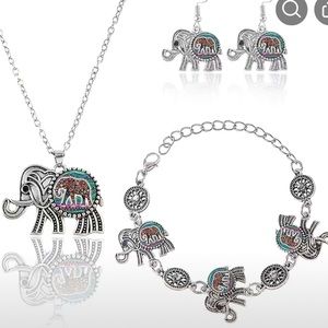 Boho elephant jewelry set.